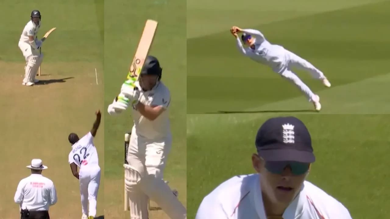 ENG vs NZ : Jacob Bethell takes a sensational flying catch to dismiss Tom Latham on Day 1 of the second Test
