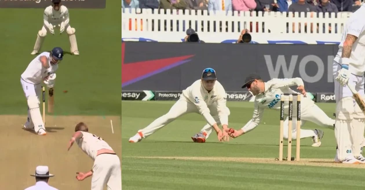 ENG vs NZ : Kane Williamson grabs a spectacular one-handed catch to dismiss Ben Stokes on Day 1 of the first Test