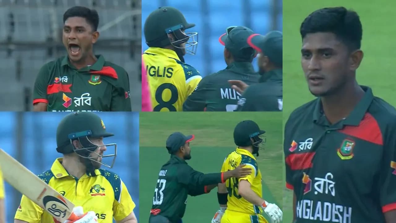 BAN vs AUS : Tempers flare as Josh Inglis and Nahid Rana engage in heated on-field spat during the 1st ODI