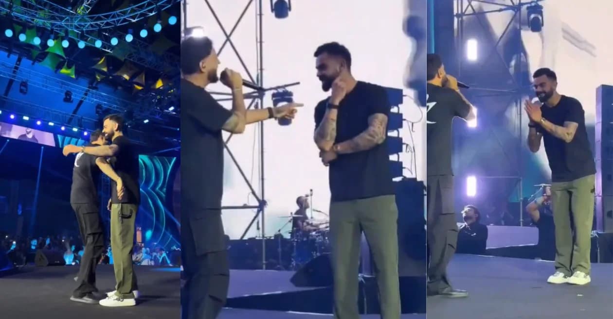 WATCH: Virat Kohli’s priceless reaction during Karan Aujla’s live performance goes viral