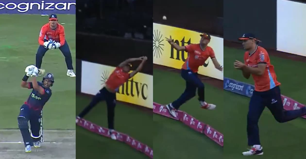 MLC 2026 : Aaron Hardie takes sensational hopping catch to dismiss Rachin Ravindra in MLC 2026