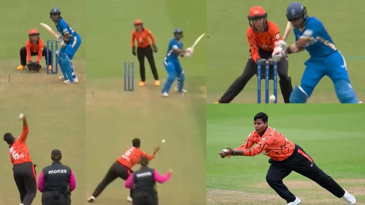 WATCH: Deepti Sharma takes a sharp catch to remove Hayley Matthews as SRL cruise to a commanding win over MIL in The Women’s Hundred 2026
