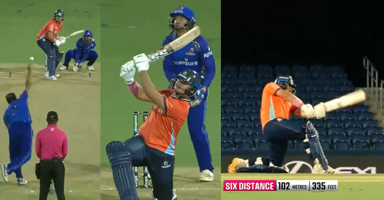 MLC 2026 : Lhuan-dre Pretorius smashes colossal 102m six off Sunny Patel during SFU vs MI New York clash