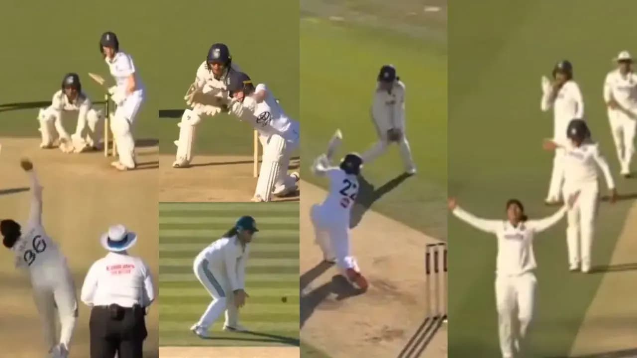 ENG-W vs IND-W : Richa Ghosh grabs a stunning blinder to remove Mady Villiers on Day 3 of the Lord’s Test