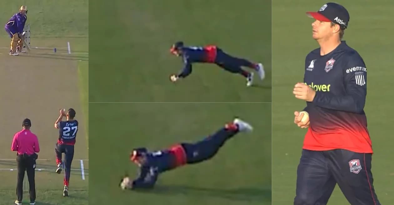 MLC 2026 : Steve Smith pulls off sensational diving catch to dismiss Colin Munro during WF vs LAKR clash