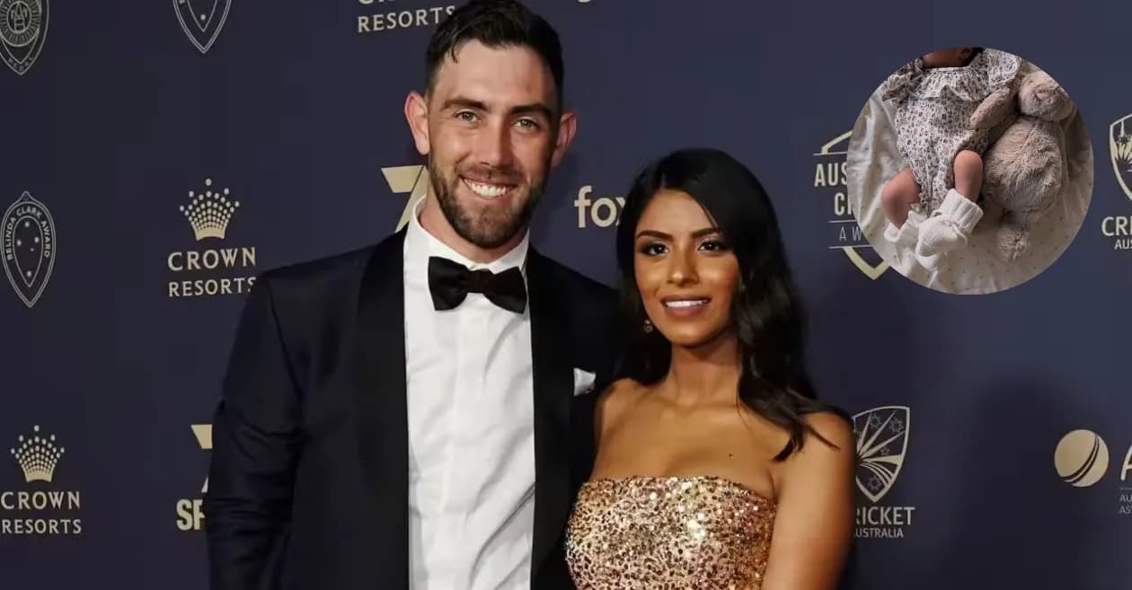 Australian all-rounder Glenn Maxwell and wife Vini Raman celebrate the arrival of their baby girl