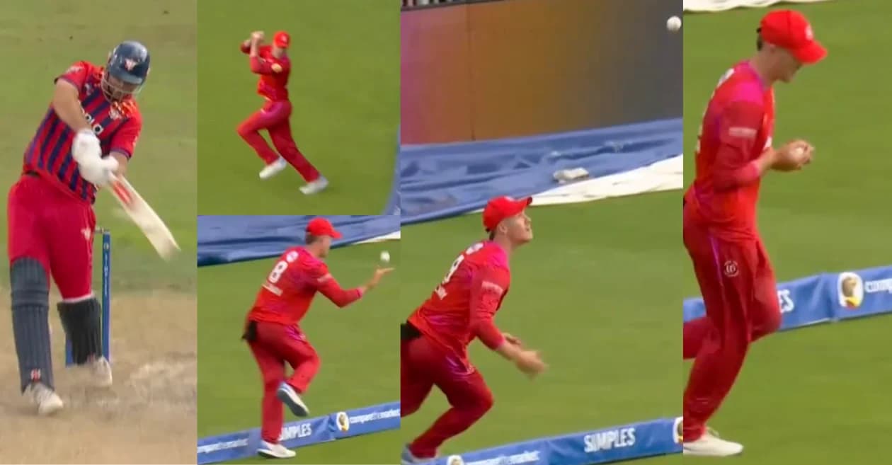 WATCH: Ben Kellaway takes a sensational boundary-hopping catch to dismiss Paul Walter as Manchester Super Giants thrash Welsh Fire in The Hundred Men’s 2026