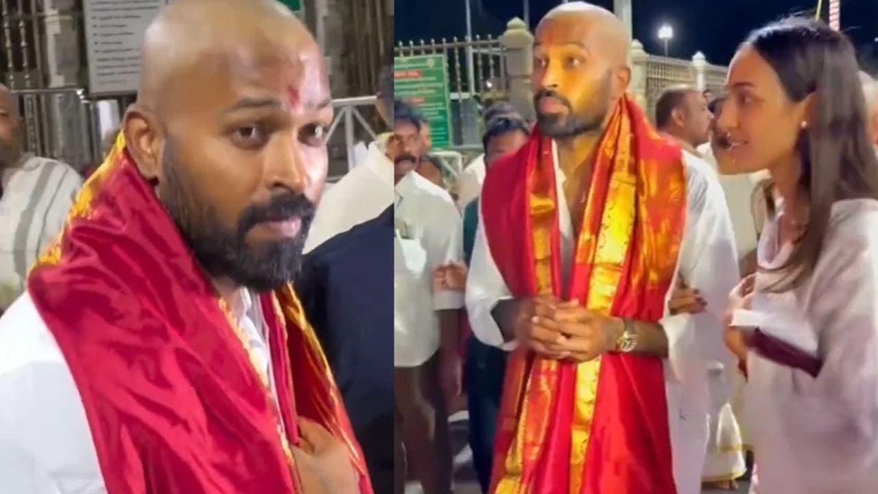 WATCH: Hardik Pandya goes completely bald during Tirumala pilgrimage with girlfriend Mahieka Sharma