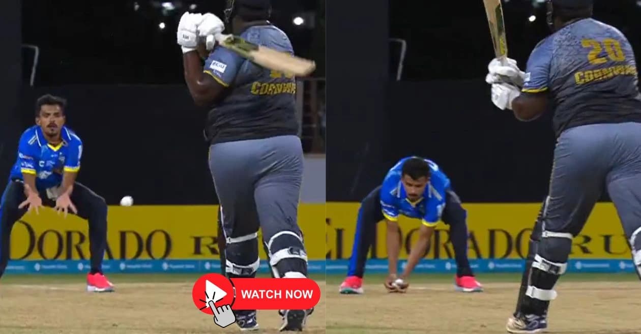 WATCH: Maheesh Theekshana plucks a stunning catch to dismiss Rahkeem Cornwall in CPL 2026