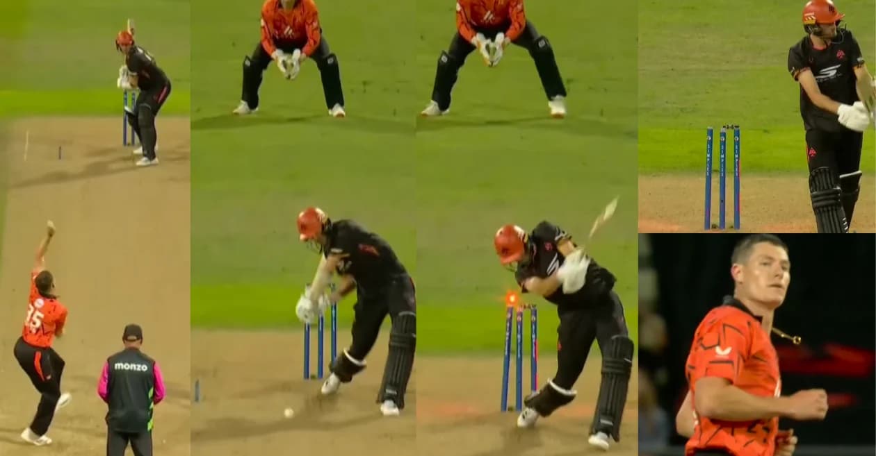 WATCH: Matthew Potts bowls Tom Helm with a brilliant delivery as Sunrisers Leeds knock Birmingham Phoenix out of The Hundred Men’s 2026