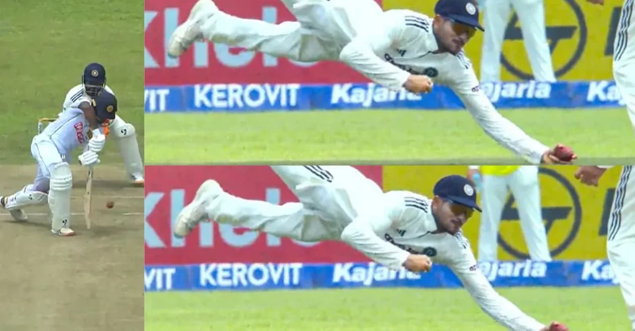 SL vs IND : Shubman Gill takes stunning one-handed catch to dismiss Kamindu Mendis on Day 3