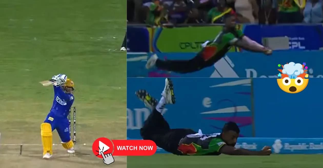 WATCH: Navin Bidaisee turns superman to take jaw-dropping catch of Quinton de Kock in CPL 2026
